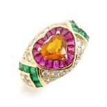 Multi gemstone 18ct yellow gold ring