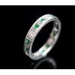 Vintage diamond and emerald eternity ring