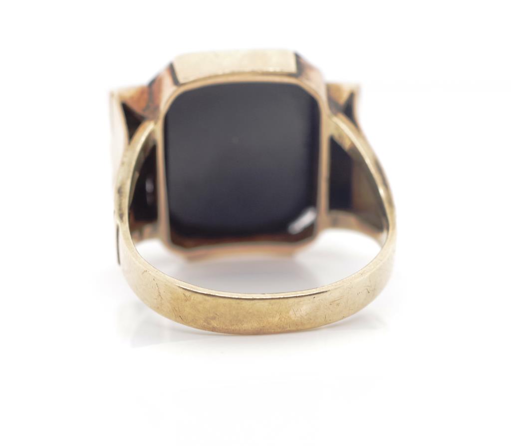 Vintage onyx and 9ct yellow gold cocktail ring - Image 4 of 4