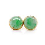 Jade and 18ct yellow gold stud earrings