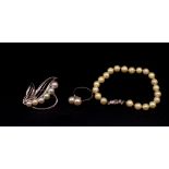 Mikimoto pearl & silver brooch and ring