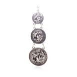 Antique silver "Liberty" coin fob pendant