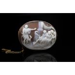 Victorian period carved cameo and rose gold brooch