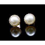 Mid century faux pearl and 9ct rose gold stud