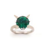 Green glass and white gold ring