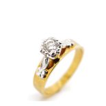 Diamond solitaire and 18ct yellow gold ring