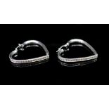 Large 9ct white gold open heart earrings