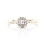 Diamond 18ct yellow gold and platinum cluster ring