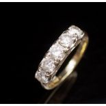 Five stone diamond and two tone 14ct gold ring