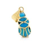 Glass and 18ct yellow gold scarab beetle