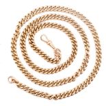 A long antique 9ct rose gold fob chain