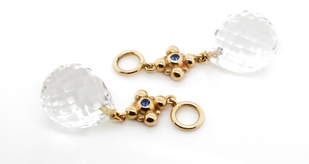 Rock crystal and yellow gold lustre earring - Image 2 of 3