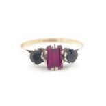 Coloured gemstone and 9ct gold & silver ring