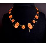 Antique coral and yellow gold festoon necklac