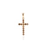 Cognac diamond and 18ct rose gold cross