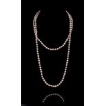 Akoya pearl white/ rose opera length necklace