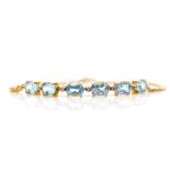 Topaz, diamond and 14ct yellow gold bracelet