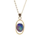 Vintage opal triplet and 9ct yellow gold pendant