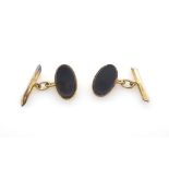 Onyx and 9ct rose gold cufflinks