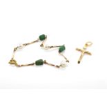 9ct yellow gold Crucifix and a bracelet