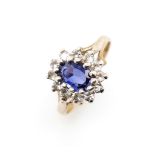 Gemstone and 9ct two tone gold cluster ring