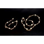 Mid century 9ct rose gold and pearl necklace