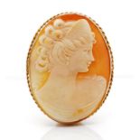 Carved cameo and gilt metal brooch