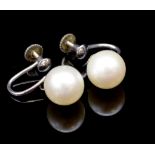 9mm pearl and 14ct white gold ear clips