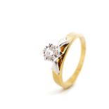 Diamond solitaire and 18ct yellow gold ring