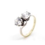Two stone Cubic zirconia and 18ct yellow gold ring