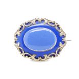 19th C. French enamel and yellow gold brooch