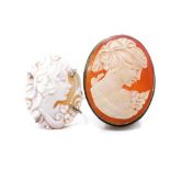 Italian silver and carved cameo brooch and ring