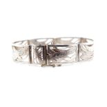 Sterling silver leaf panelled bracelet