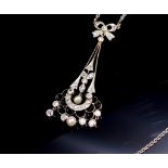 Edwardian diamond and pearl set platinum