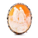 Antique carved cameo set in silver