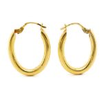 Heavy 9ct yellow gold oval hoop earrings