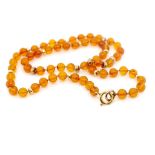 Vintage honey amber and gold beaded necklace