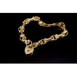 Fancy link 9ct yellow gold bracelet and heart