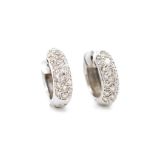 Pave diamond and 18ct white gold huggie earrings