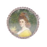Early 20th C. Portrait miniature brooch