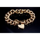 Edwardian 9ct rose gold bracelet and heart padlock