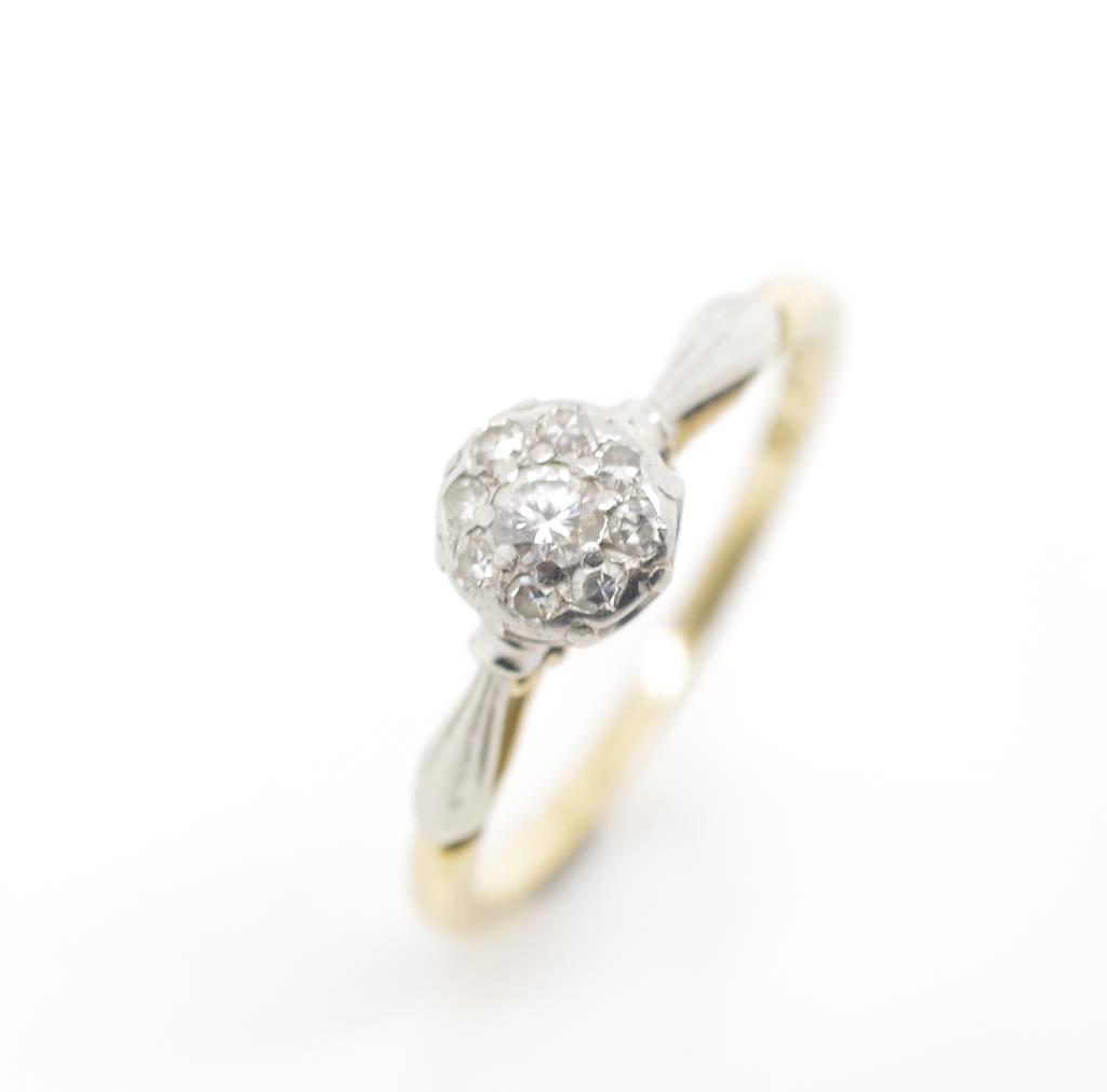 Diamond 18ct yellow gold and platinum cluster ring - Image 3 of 3