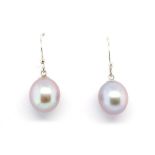 Lavender pearl and white gold earrings