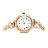 George V 9ct rose gold watch