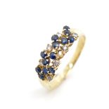 Sapphire and diamond set 18ct yellow gold ring