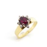 Ruby and diamond set 18ct yellow gold ring