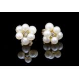 Pearl cluster set 9ct rose gold stud earrings