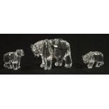 Three Swarovski crystal bear ornaments