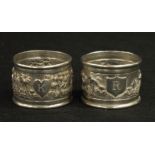 Pair Burmese silver napkin rings