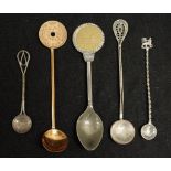 Five various souvenir commemorative spoons